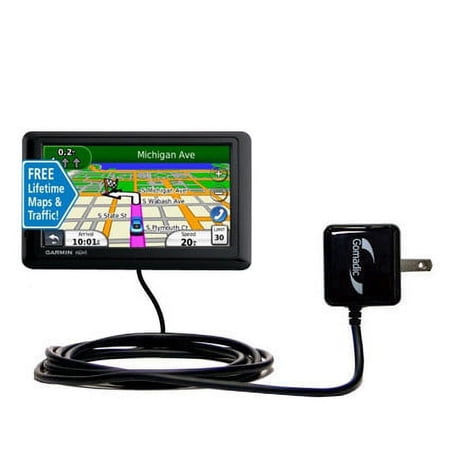 Gomadic Intelligent Compact AC Home Wall Charger suitable for the Garmin nuvi 1490LMT 1490T - High output power with a convenient, foldable plug desig
