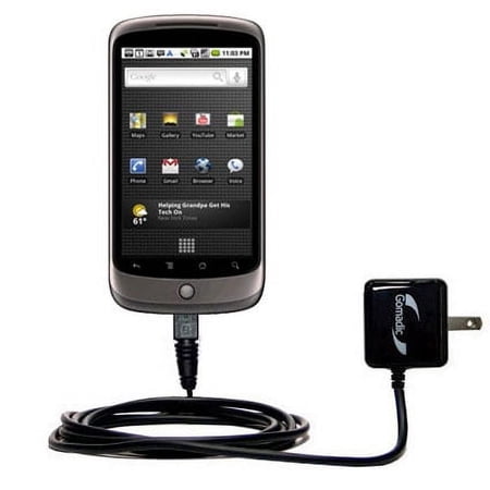 Gomadic Intelligent Compact AC Home Wall Charger suitable for the Google Nexus 3 - High output power with a convenient, foldable plug design - Uses Ti