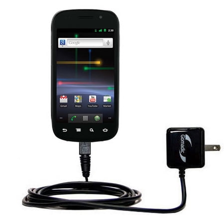 Gomadic Intelligent Compact AC Home Wall Charger suitable for the Google Nexus S - High output power with a convenient, foldable plug design - Uses Ti