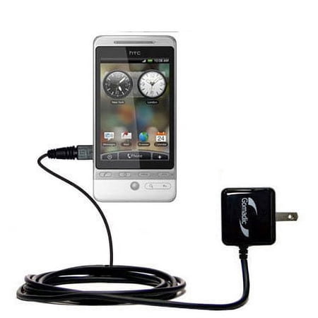 Gomadic Intelligent Compact AC Home Wall Charger suitable for the HTC 7 Pro - High output power with a convenient, foldable plug design - Uses TipExch