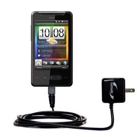 Gomadic Intelligent Compact AC Home Wall Charger suitable for the HTC HTC 7 Surround - High output power with a convenient, foldable plug design - Use