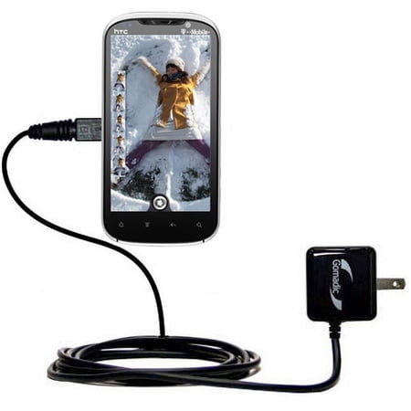 Gomadic Intelligent Compact AC Home Wall Charger suitable for the HTC Amaze 4G - High output power with a convenient, foldable plug design - Uses TipE