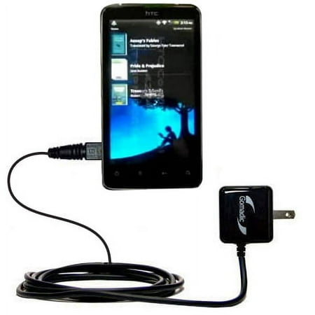 Gomadic Intelligent Compact AC Home Wall Charger suitable for the HTC Kingdom - High output power with a convenient, foldable plug design - Uses TipEx