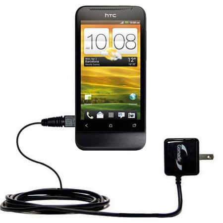 Gomadic Intelligent Compact AC Home Wall Charger suitable for the HTC One V - High output power with a convenient, foldable plug design - Uses TipExch