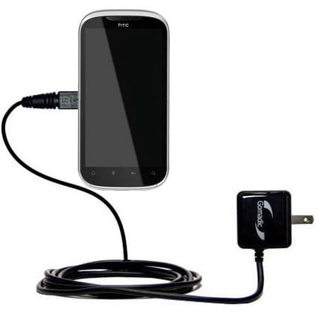 Gomadic Intelligent Compact AC Home Wall Charger suitable for the HTC Ruby - High output power with a convenient, foldable plug design - Uses TipExcha