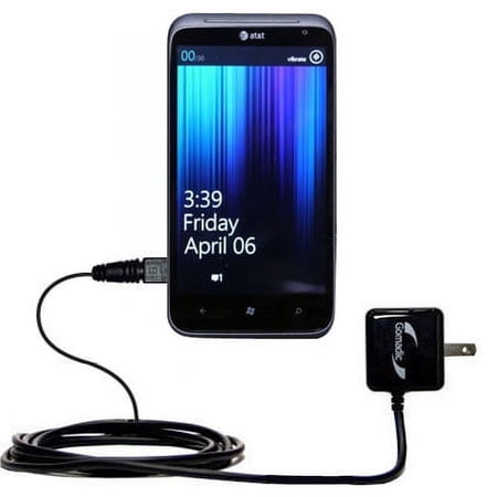 Gomadic Intelligent Compact AC Home Wall Charger suitable for the HTC Titan II - High output power with a convenient, foldable plug design - Uses TipE