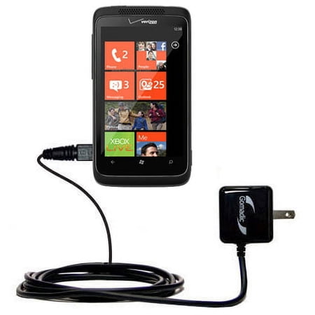 Gomadic Intelligent Compact AC Home Wall Charger suitable for the HTC Trophy - High output power with a convenient, foldable plug design - Uses TipExc