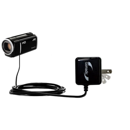 Gomadic Intelligent Compact AC Home Wall Charger suitable for the JVC Everio GZ-HM35 - High output power with a convenient, foldable plug design - Use