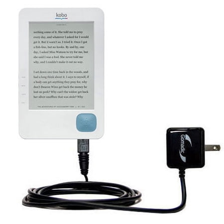 Gomadic Intelligent Compact AC Home Wall Charger suitable for the Kobo eReader - High output power with a convenient, foldable plug design - Uses TipE