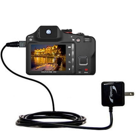 Gomadic Intelligent Compact AC Home Wall Charger suitable for the Kodak EasyShare Max - High output power with a convenient, foldable plug design - Us