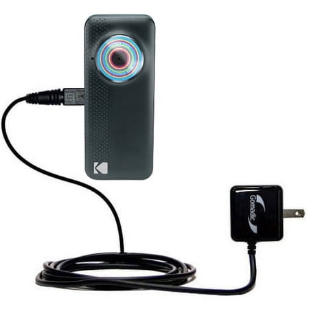 Gomadic Intelligent Compact AC Home Wall Charger suitable for the Kodak PlayFull Ze1 - High output power with a convenient, foldable plug design - Use