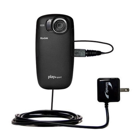 Gomadic Intelligent Compact AC Home Wall Charger suitable for the Kodak Playsport Zx5 - High output power with a convenient, foldable plug design - Us