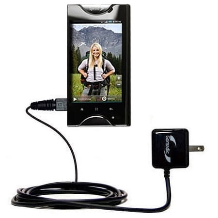 Gomadic Intelligent Compact AC Home Wall Charger suitable for the Kyocera M9300 - High output power with a convenient, foldable plug design - Uses Tip
