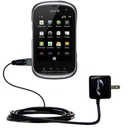 Gomadic Intelligent Compact AC Home Wall Charger suitable for the Kyocera Milano - High output power with a convenient, foldable plug design - Uses Ti