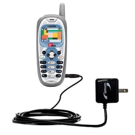 Gomadic Intelligent Compact AC Home Wall Charger suitable for the Kyocera Royale - High output power with a convenient, foldable plug design - Uses Ti