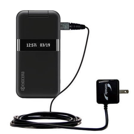 Gomadic Intelligent Compact AC Home Wall Charger suitable for the Kyocera Tomo S2410 - High output power with a convenient, foldable plug design - Use