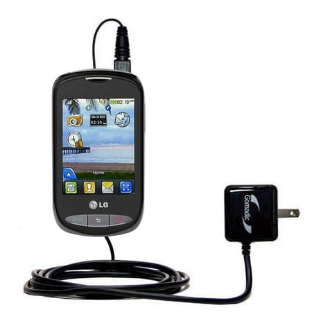 Gomadic Intelligent Compact AC Home Wall Charger suitable for the LG 800G - High output power with a convenient, foldable plug design - Uses TipExchan