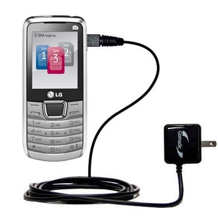 Gomadic Intelligent Compact AC Home Wall Charger suitable for the LG A290 - High output power with a convenient, foldable plug design - Uses TipExchan