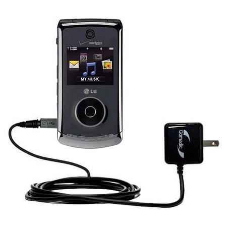 Gomadic Intelligent Compact AC Home Wall Charger suitable for the LG Chocolate 3 - High output power with a convenient, foldable plug design - Uses Ti