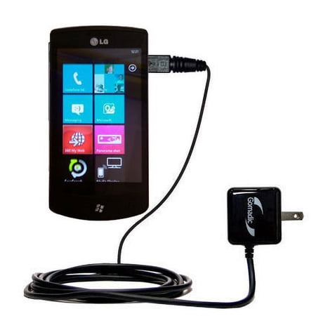 Gomadic Intelligent Compact AC Home Wall Charger suitable for the LG E900h - High output power with a convenient, foldable plug design - Uses TipExcha