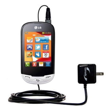 Gomadic Intelligent Compact AC Home Wall Charger suitable for the LG EGO Wi-Fi - High output power with a convenient, foldable plug design - Uses TipE