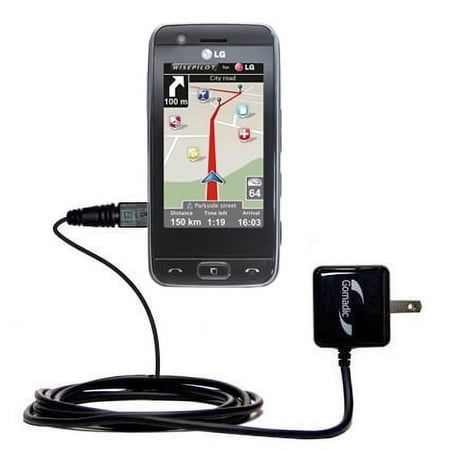 Gomadic Intelligent Compact AC Home Wall Charger suitable for the LG Encore - High output power with a convenient, foldable plug design - Uses TipExch