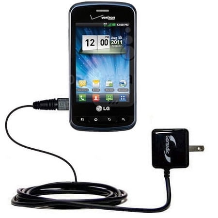 Gomadic Intelligent Compact AC Home Wall Charger suitable for the LG Enlighten - High output power with a convenient, foldable plug design - Uses TipE
