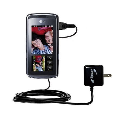 Gomadic Intelligent Compact AC Home Wall Charger suitable for the LG KF600 / KF-600 - High output power with a convenient, foldable plug design - Uses