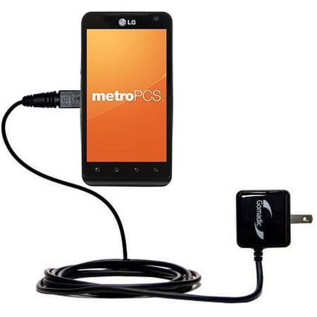 Gomadic Intelligent Compact AC Home Wall Charger suitable for the LG MS910 - High output power with a convenient, foldable plug design - Uses TipExcha