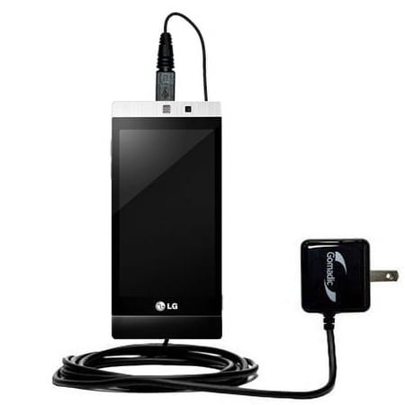 Gomadic Intelligent Compact AC Home Wall Charger suitable for the LG Mini - High output power with a convenient, foldable plug design - Uses TipExchan