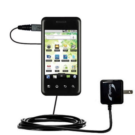 Gomadic Intelligent Compact AC Home Wall Charger suitable for the LG Optimus Chic - High output power with a convenient, foldable plug design - Uses T