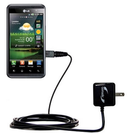 Gomadic Intelligent Compact AC Home Wall Charger suitable for the LG P920 - High output power with a convenient, foldable plug design - Uses TipExchan
