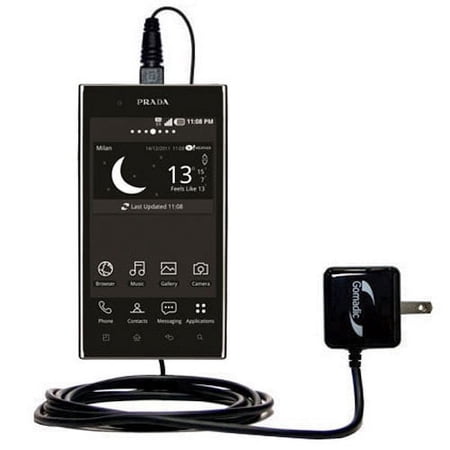 Gomadic Intelligent Compact AC Home Wall Charger suitable for the LG P940 - High output power with a convenient, foldable plug design - Uses TipExchan