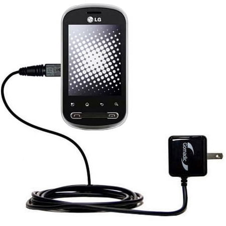 Gomadic Intelligent Compact AC Home Wall Charger suitable for the LG Pecan - High output power with a convenient, foldable plug design - Uses TipExcha