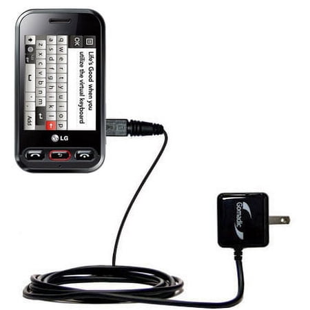 Gomadic Intelligent Compact AC Home Wall Charger suitable for the LG T320 - High output power with a convenient, foldable plug design - Uses TipExchan