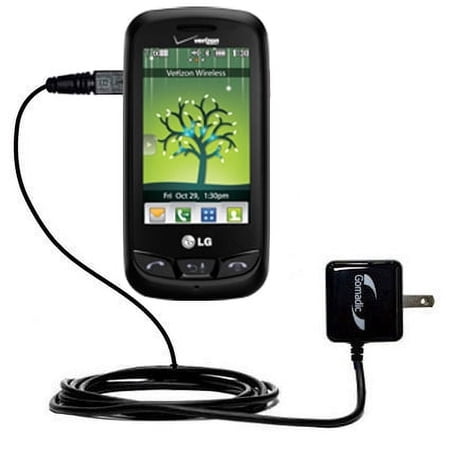 Gomadic Intelligent Compact AC Home Wall Charger suitable for the LG VN270 - High output power with a convenient, foldable plug design - Uses TipExcha