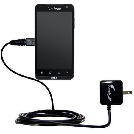 Gomadic Intelligent Compact AC Home Wall Charger suitable for the LG VS910 - High output power with a convenient, foldable plug design - Uses TipExcha