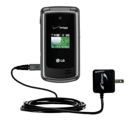 Gomadic Intelligent Compact AC Home Wall Charger suitable for the LG VX5500 - High output power with a convenient, foldable plug design - Uses TipExch