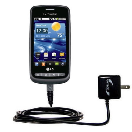 Gomadic Intelligent Compact AC Home Wall Charger suitable for the LG Vortex - High output power with a convenient, foldable plug design - Uses TipExch