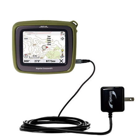 Gomadic Intelligent Compact AC Home Wall Charger suitable for the Magellan Crossover - High output power with a convenient, foldable plug design - Use
