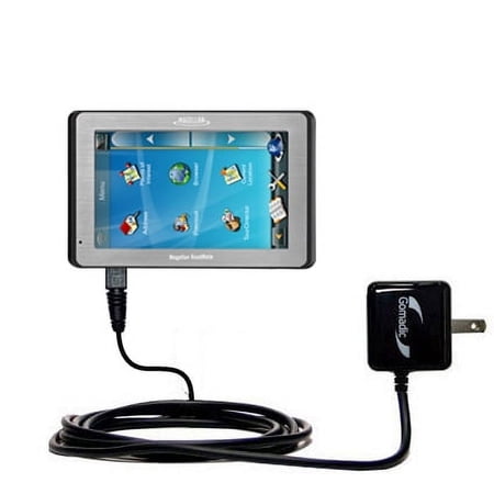 Gomadic Intelligent Compact AC Home Wall Charger suitable for the Magellan Roadmate 5175T-LM - High output power with a convenient, foldable plug desi