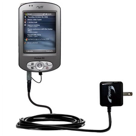 Gomadic Intelligent Compact AC Home Wall Charger suitable for the Mio C710 C720 C720t - High output power with a convenient, foldable plug design - Us