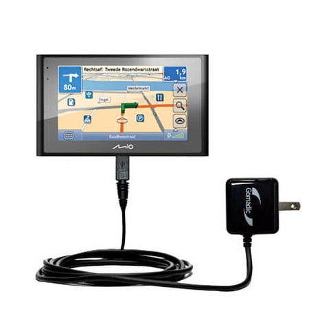Gomadic Intelligent Compact AC Home Wall Charger suitable for the Mio Moov 580 - High output power with a convenient, foldable plug design - Uses TipE
