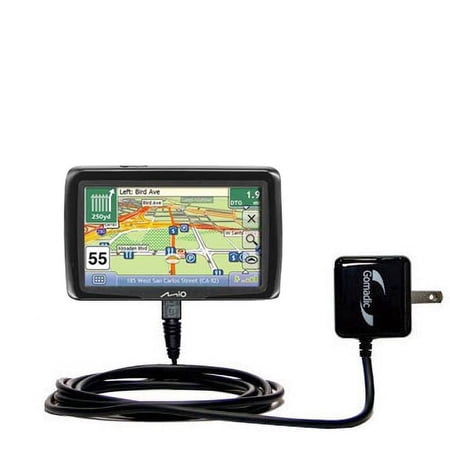 Gomadic Intelligent Compact AC Home Wall Charger suitable for the Mio Moov R503T - High output power with a convenient, foldable plug design - Uses Ti