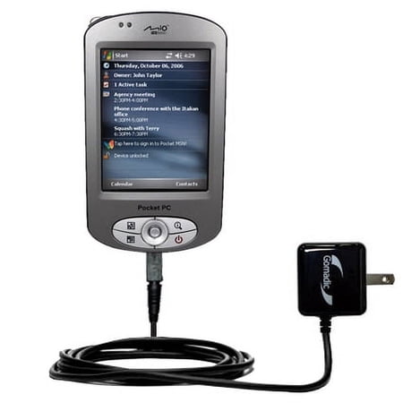 Gomadic Intelligent Compact AC Home Wall Charger suitable for the Mio P350 - High output power with a convenient, foldable plug design - Uses TipExcha
