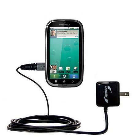 Gomadic Intelligent Compact AC Home Wall Charger suitable for the Motorola Bravo - High output power with a convenient, foldable plug design - Uses Ti