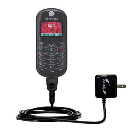 Gomadic Intelligent Compact AC Home Wall Charger suitable for the Motorola C139 - High output power with a convenient, foldable plug design - Uses Tip