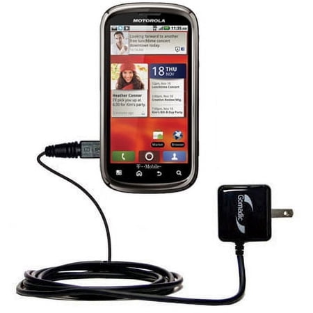 Gomadic Intelligent Compact AC Home Wall Charger suitable for the Motorola CLIQ 2 - High output power with a convenient, foldable plug design - Uses T