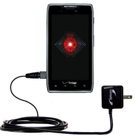 Gomadic Intelligent Compact AC Home Wall Charger suitable for the Motorola DROID RAZR MAXX - High output power with a convenient, foldable plug design