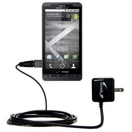 Gomadic Intelligent Compact AC Home Wall Charger suitable for the Motorola DROID X2 - High output power with a convenient, foldable plug design - Uses